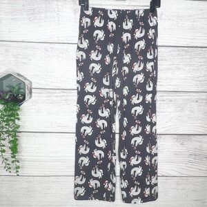 SO Gray Sloth Santa Hat Pajama Pants Size Small Christmas Holiday PJ’s Sleep
